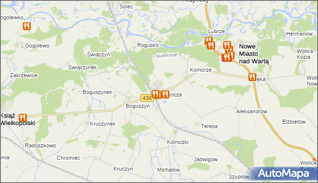 mapa Chocicza gmina Nowe Miasto nad Wartą, Chocicza gmina Nowe Miasto nad Wartą na mapie Targeo