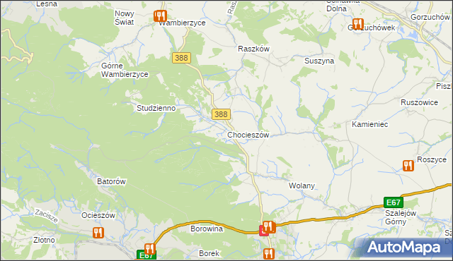 mapa Chocieszów, Chocieszów na mapie Targeo