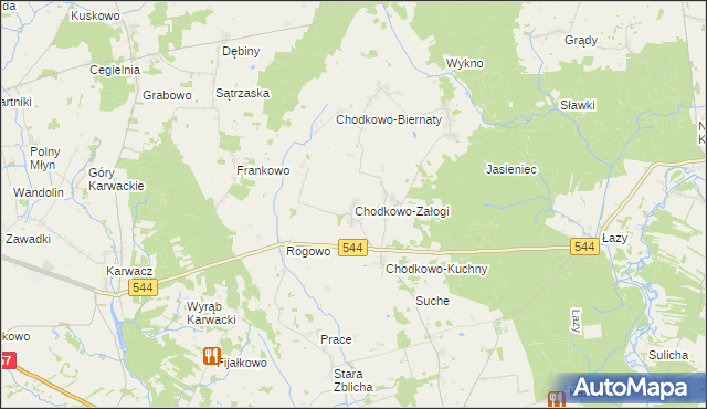 mapa Chodkowo-Załogi, Chodkowo-Załogi na mapie Targeo