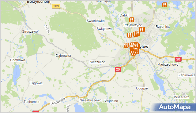 mapa Chomice gmina Bytów, Chomice gmina Bytów na mapie Targeo