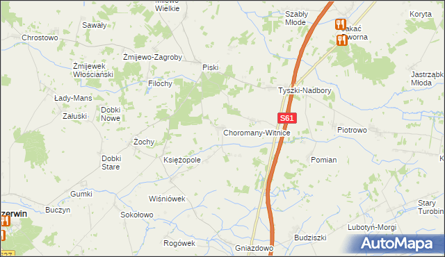 mapa Choromany-Witnice, Choromany-Witnice na mapie Targeo