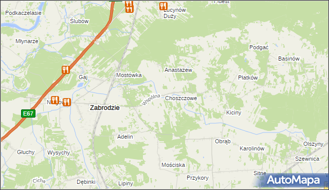 mapa Choszczowe gmina Zabrodzie, Choszczowe gmina Zabrodzie na mapie Targeo