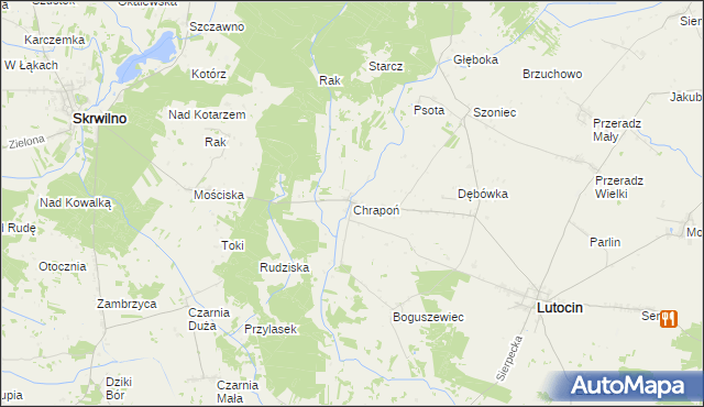 mapa Chrapoń gmina Lutocin, Chrapoń gmina Lutocin na mapie Targeo