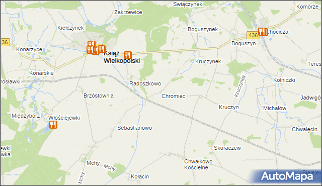 mapa Chromiec gmina Nowe Miasto nad Wartą, Chromiec gmina Nowe Miasto nad Wartą na mapie Targeo