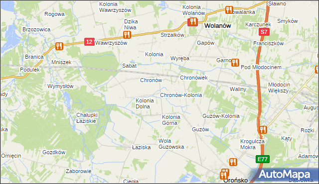 mapa Chronów-Kolonia, Chronów-Kolonia na mapie Targeo