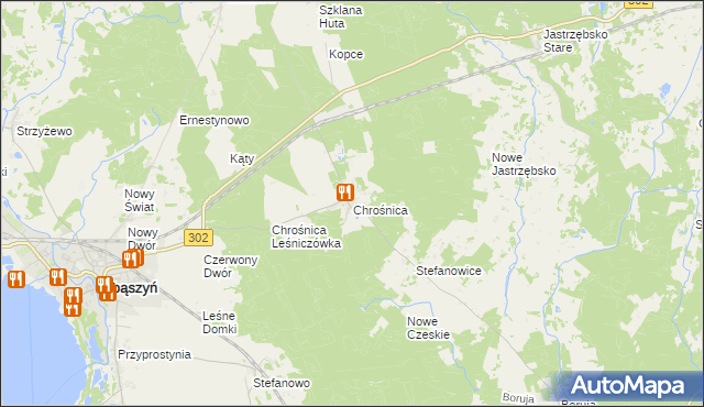 mapa Chrośnica gmina Zbąszyń, Chrośnica gmina Zbąszyń na mapie Targeo