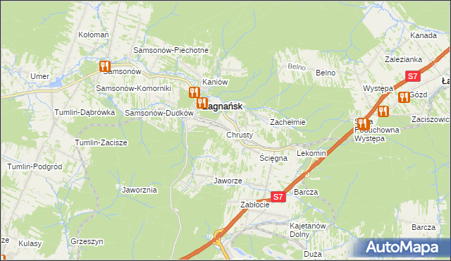 mapa Chrusty gmina Zagnańsk, Chrusty gmina Zagnańsk na mapie Targeo