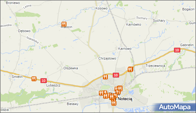 mapa Chrząstowo gmina Nakło nad Notecią, Chrząstowo gmina Nakło nad Notecią na mapie Targeo