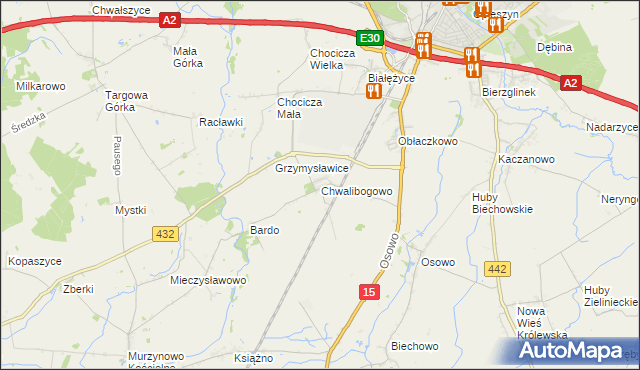 mapa Chwalibogowo gmina Września, Chwalibogowo gmina Września na mapie Targeo