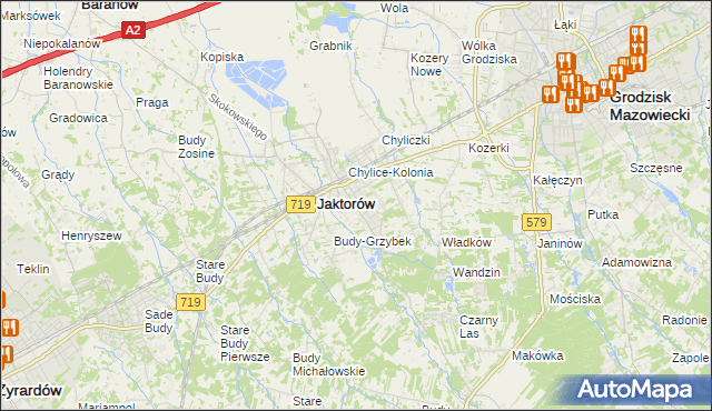 mapa Chylice gmina Jaktorów, Chylice gmina Jaktorów na mapie Targeo