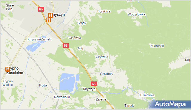 mapa Cisówka gmina Knyszyn, Cisówka gmina Knyszyn na mapie Targeo