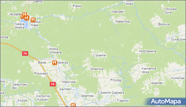 mapa Cisownik gmina Smyków, Cisownik gmina Smyków na mapie Targeo