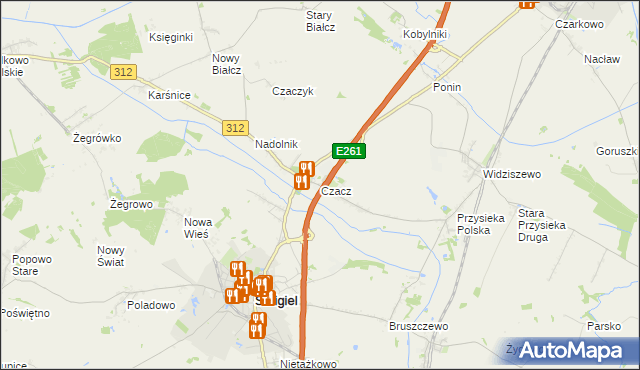 mapa Czacz gmina Śmigiel, Czacz gmina Śmigiel na mapie Targeo
