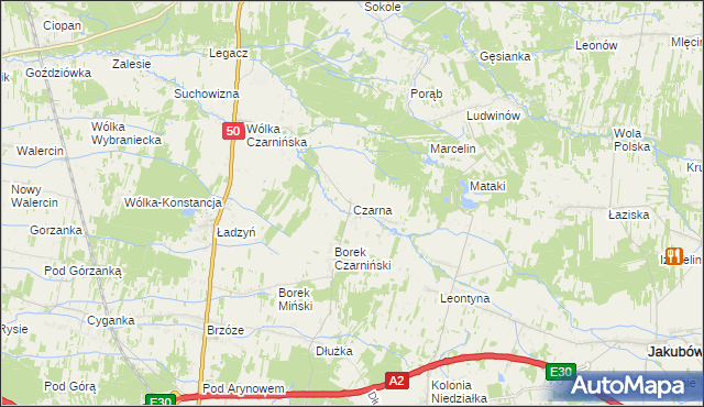 mapa Czarna gmina Stanisławów, Czarna gmina Stanisławów na mapie Targeo