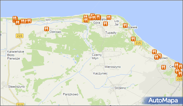 mapa Czarny Młyn gmina Puck, Czarny Młyn gmina Puck na mapie Targeo