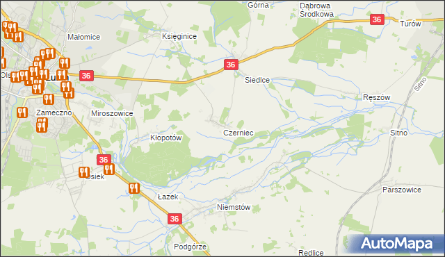 mapa Czerniec gmina Lubin, Czerniec gmina Lubin na mapie Targeo
