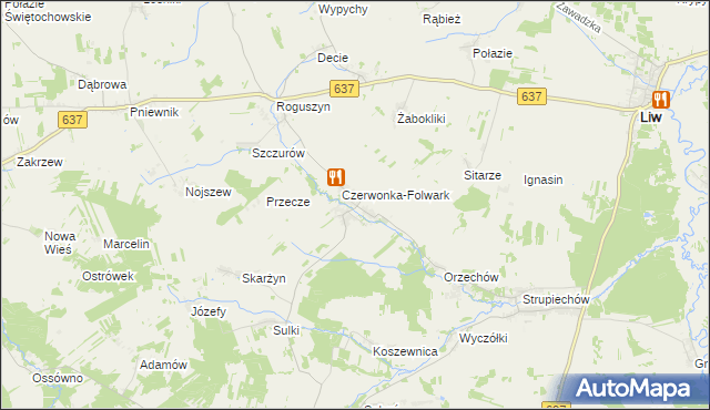 mapa Czerwonka gmina Wierzbno, Czerwonka gmina Wierzbno na mapie Targeo