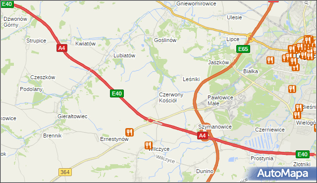 mapa Czerwony Kościół, Czerwony Kościół na mapie Targeo