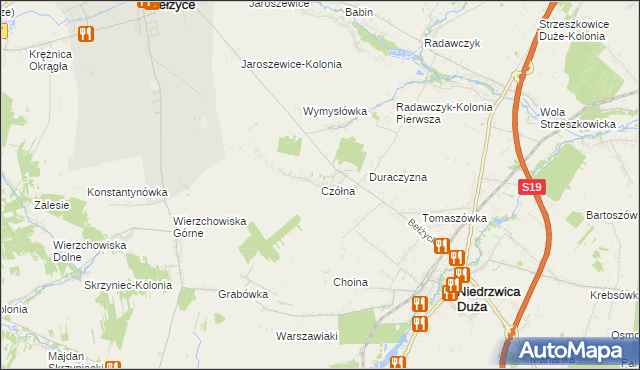 mapa Czółna gmina Niedrzwica Duża, Czółna gmina Niedrzwica Duża na mapie Targeo