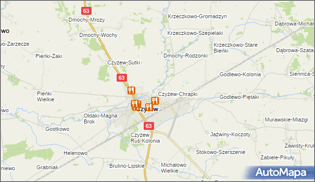 mapa Czyżew-Chrapki, Czyżew-Chrapki na mapie Targeo