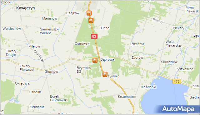 mapa Dąbrowa gmina Dobra, Dąbrowa gmina Dobra na mapie Targeo