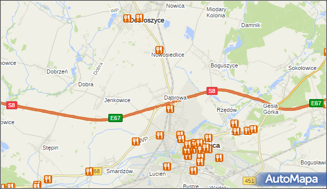 mapa Dąbrowa gmina Oleśnica, Dąbrowa gmina Oleśnica na mapie Targeo