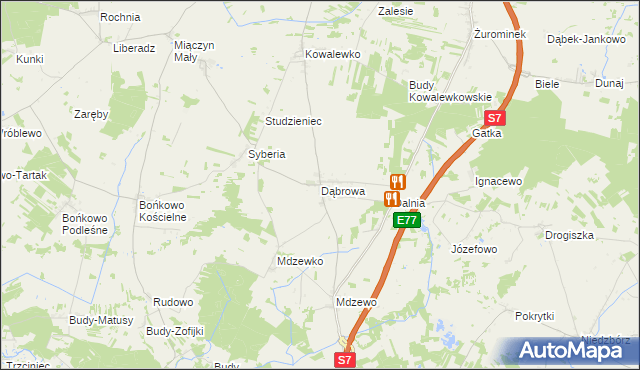 mapa Dąbrowa gmina Strzegowo, Dąbrowa gmina Strzegowo na mapie Targeo