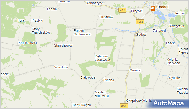 mapa Dąbrowa Godowska, Dąbrowa Godowska na mapie Targeo