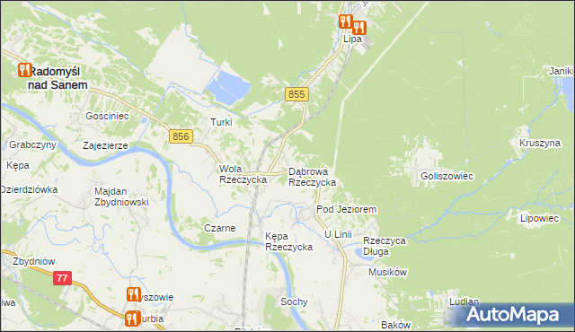 mapa Dąbrowa Rzeczycka, Dąbrowa Rzeczycka na mapie Targeo