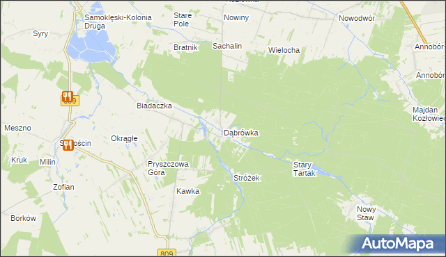 mapa Dąbrówka gmina Kamionka, Dąbrówka gmina Kamionka na mapie Targeo