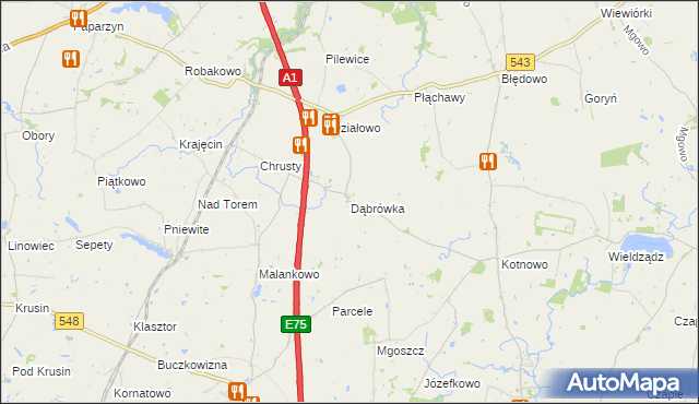 mapa Dąbrówka gmina Płużnica, Dąbrówka gmina Płużnica na mapie Targeo