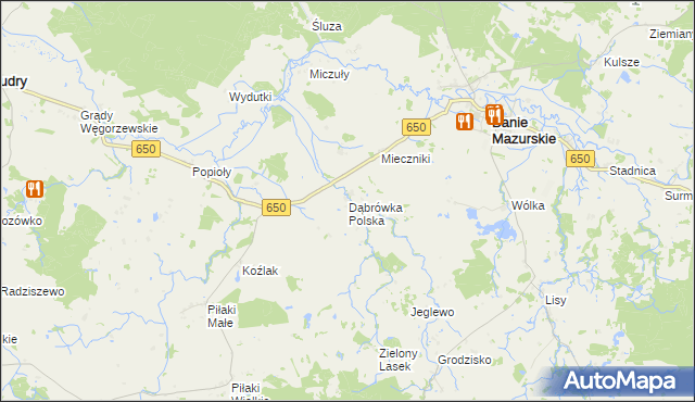 mapa Dąbrówka Polska, Dąbrówka Polska na mapie Targeo