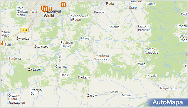 mapa Dąbrówka Wisłocka, Dąbrówka Wisłocka na mapie Targeo