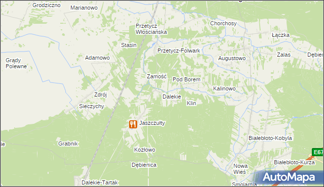 mapa Dalekie gmina Długosiodło, Dalekie gmina Długosiodło na mapie Targeo