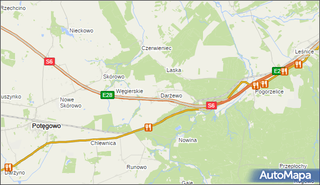 mapa Darżewo gmina Nowa Wieś Lęborska, Darżewo gmina Nowa Wieś Lęborska na mapie Targeo