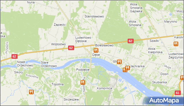 mapa Dębe gmina Serock, Dębe gmina Serock na mapie Targeo