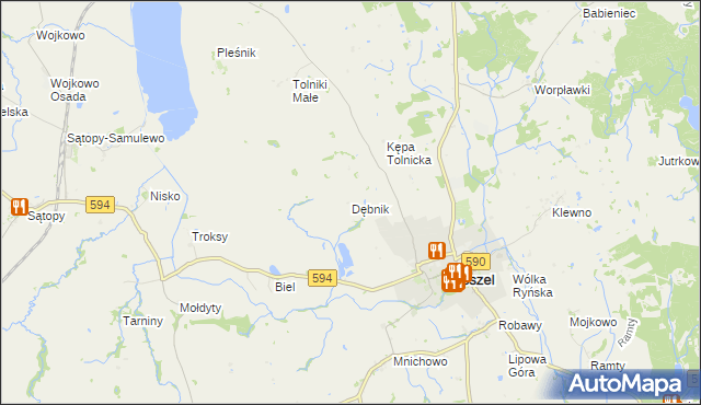 mapa Dębnik gmina Reszel, Dębnik gmina Reszel na mapie Targeo