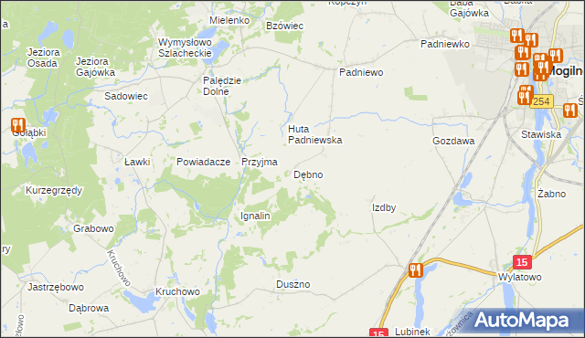 mapa Dębno gmina Mogilno, Dębno gmina Mogilno na mapie Targeo