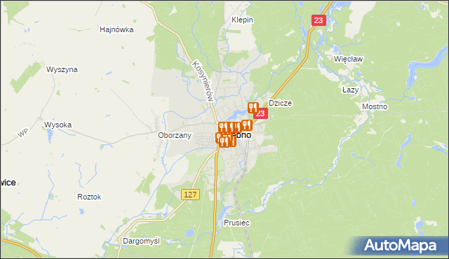 mapa Dębno powiat myśliborski, Dębno powiat myśliborski na mapie Targeo