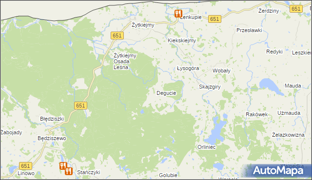 mapa Degucie gmina Dubeninki, Degucie gmina Dubeninki na mapie Targeo