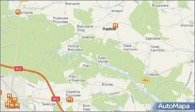 mapa Diabli Młynek, Diabli Młynek na mapie Targeo