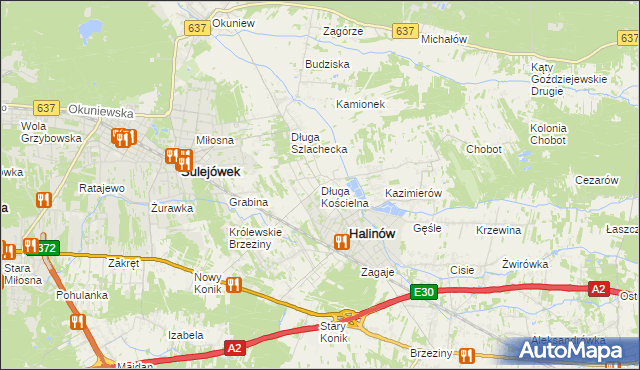 mapa Długa Kościelna, Długa Kościelna na mapie Targeo
