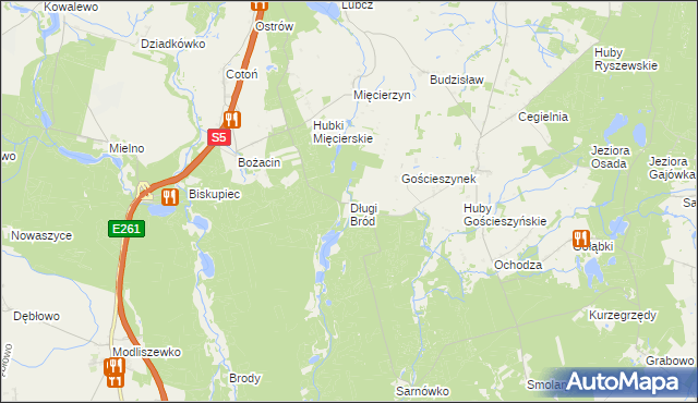 mapa Długi Bród gmina Rogowo, Długi Bród gmina Rogowo na mapie Targeo