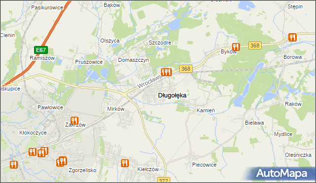 mapa Długołęka powiat wrocławski, Długołęka powiat wrocławski na mapie Targeo