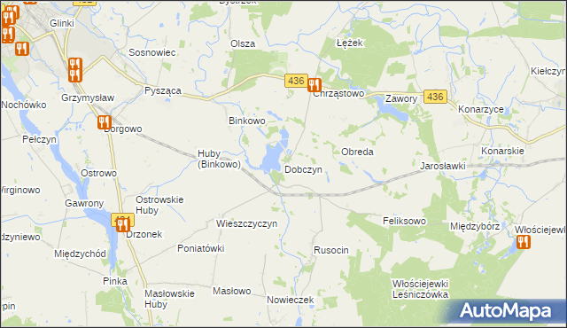 mapa Dobczyn gmina Śrem, Dobczyn gmina Śrem na mapie Targeo