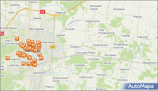 mapa Dobiecin Osada, Dobiecin Osada na mapie Targeo