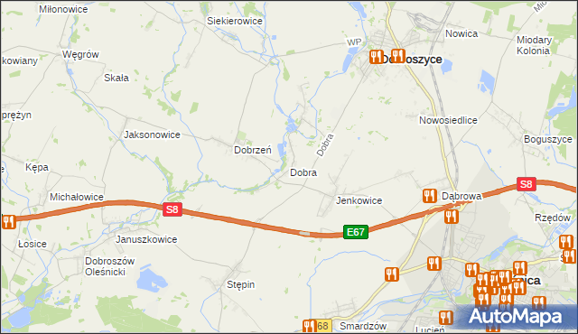mapa Dobra gmina Dobroszyce, Dobra gmina Dobroszyce na mapie Targeo