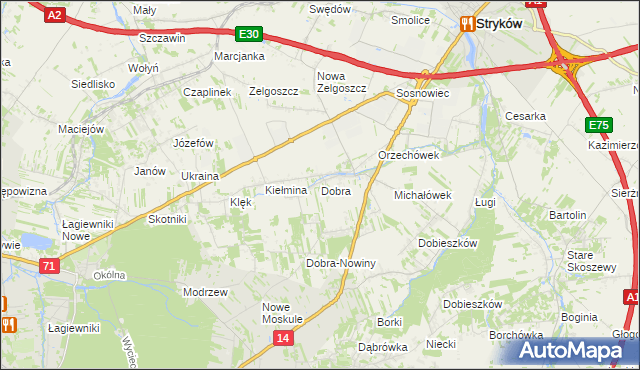 mapa Dobra gmina Stryków, Dobra gmina Stryków na mapie Targeo