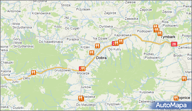 mapa Dobra powiat limanowski, Dobra powiat limanowski na mapie Targeo