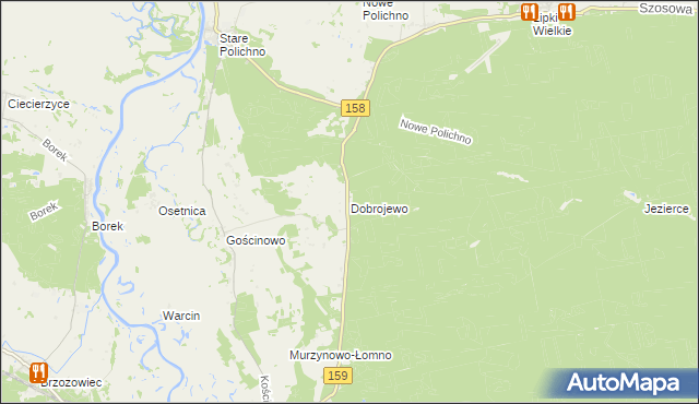 mapa Dobrojewo gmina Skwierzyna, Dobrojewo gmina Skwierzyna na mapie Targeo